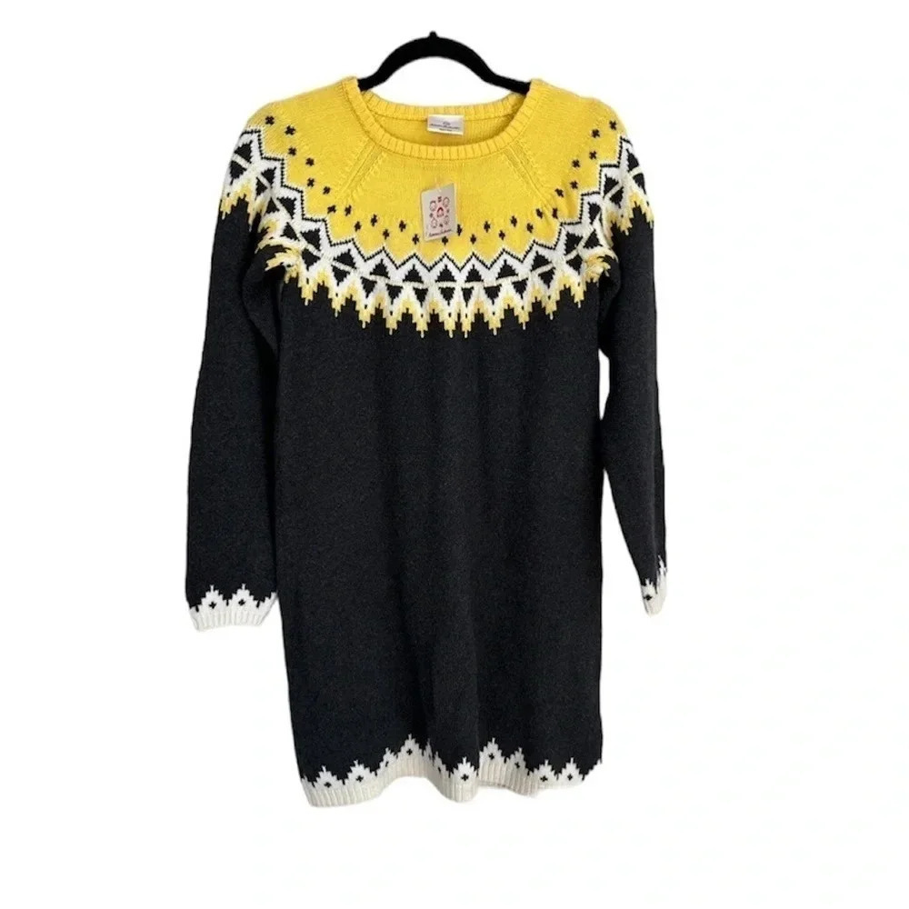 Hanna Andersson Girl's/Kid Wool Blend Gray & Yellow Sweater Dress Sz 150, 12 NWT